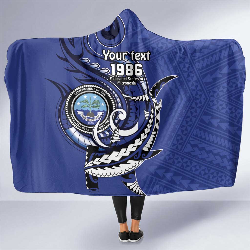 Personalized FSM 1986 Independence Day Hooded Blanket Polynesian Shark Tattoo Style