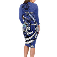 Personalized FSM 1986 Independence Day Long Sleeve Bodycon Dress Polynesian Shark Tattoo Style LT9 - Polynesian Pride