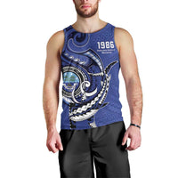 Personalized FSM 1986 Independence Day Men Tank Top Polynesian Shark Tattoo Style