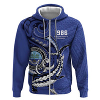 Personalized FSM 1986 Independence Day Zip Hoodie Polynesian Shark Tattoo Style LT9 Zip Hoodie Blue - Polynesian Pride