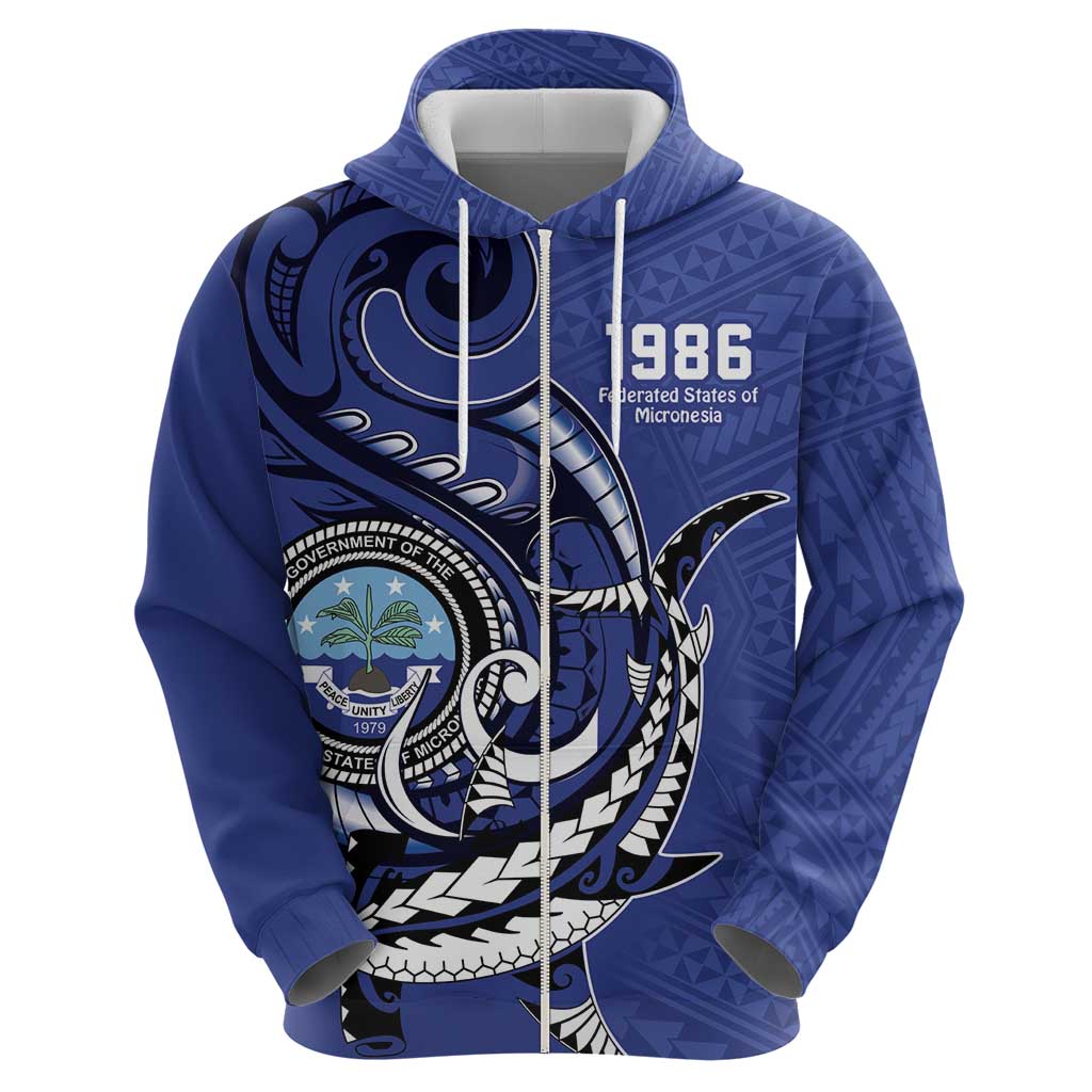 Personalized FSM 1986 Independence Day Zip Hoodie Polynesian Shark Tattoo Style LT9 - Polynesian Pride