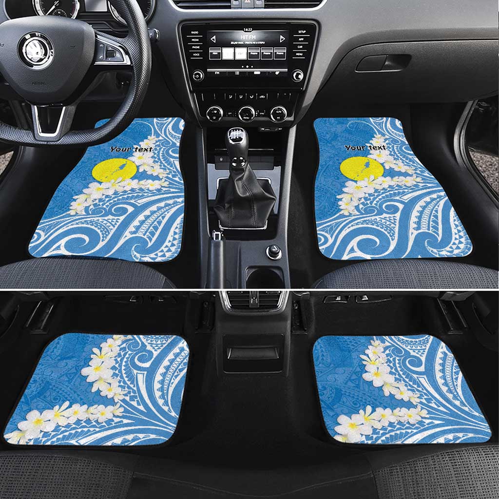 Personalized Palau 1994 Belau Rekid Car Mats Polynesian Plumeria Style