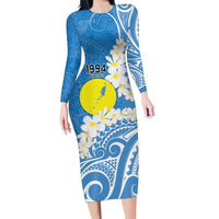 Personalized Palau 1994 Belau Rekid Family Matching Long Sleeve Bodycon Dress and Hawaiian Shirt Polynesian Plumeria Style