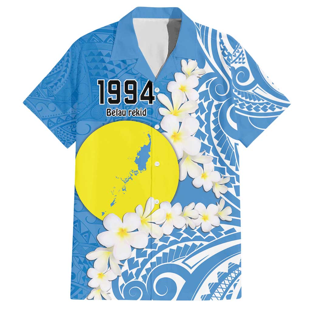 Personalized Palau 1994 Belau Rekid Hawaiian Shirt Polynesian Plumeria Style