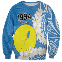 Personalized Palau 1994 Belau Rekid Sweatshirt Polynesian Plumeria Style