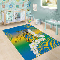 Personalised Tuvalu 1978 Independence Day Area Rug Polynesian Plumeria Style