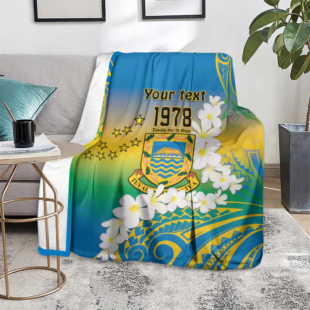 Personalised Tuvalu 1978 Independence Day Blanket Polynesian Plumeria Style