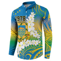 Personalised Tuvalu 1978 Independence Day Button Sweatshirt Polynesian Plumeria Style