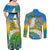 Personalised Tuvalu 1978 Independence Day Couples Matching Off Shoulder Maxi Dress and Long Sleeve Button Shirt Polynesian Plumeria Style