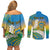 Personalised Tuvalu 1978 Independence Day Couples Matching Off Shoulder Short Dress and Long Sleeve Button Shirt Polynesian Plumeria Style