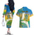 Personalised Tuvalu 1978 Independence Day Couples Matching Off The Shoulder Long Sleeve Dress and Hawaiian Shirt Polynesian Plumeria Style