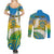 Personalised Tuvalu 1978 Independence Day Couples Matching Summer Maxi Dress and Long Sleeve Button Shirt Polynesian Plumeria Style