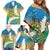 Personalised Tuvalu 1978 Independence Day Family Matching Off Shoulder Short Dress and Hawaiian Shirt Polynesian Plumeria Style