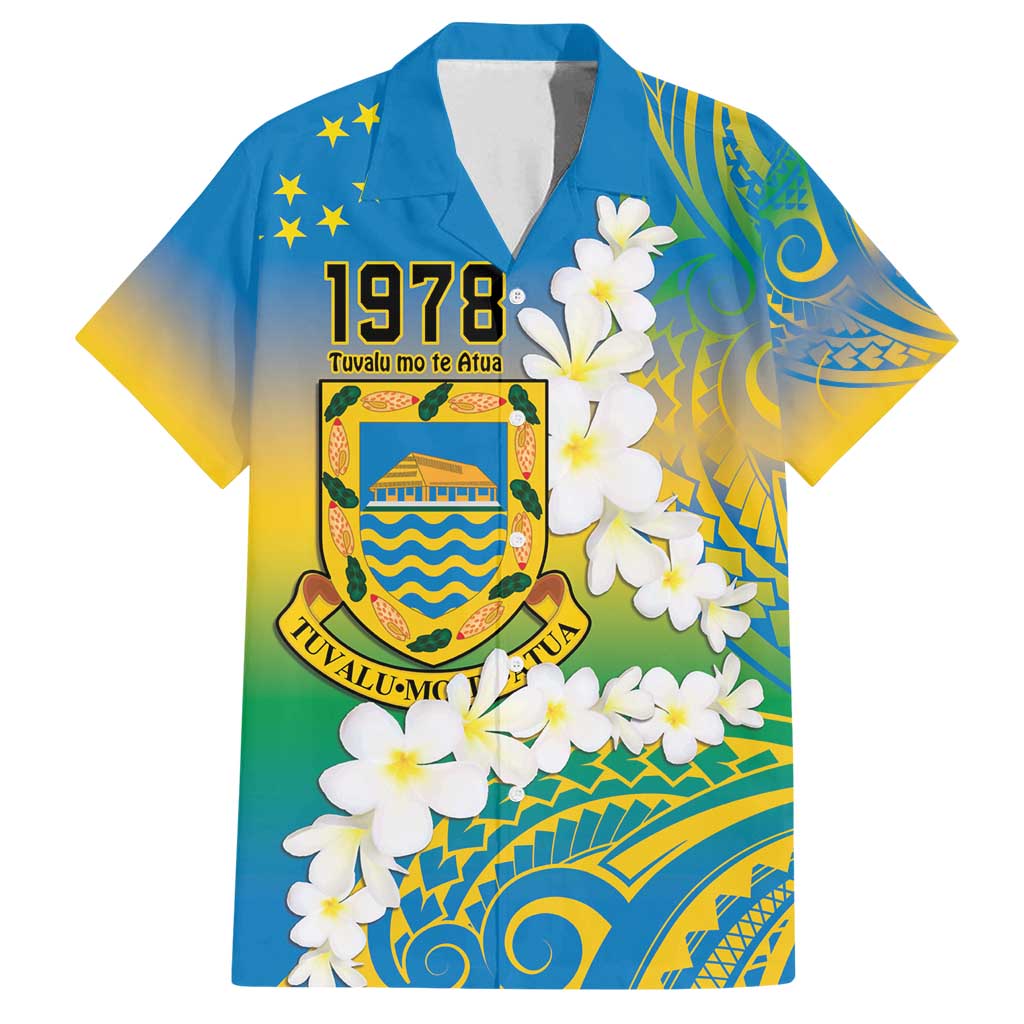 Personalised Tuvalu 1978 Independence Day Family Matching Summer Maxi Dress and Hawaiian Shirt Polynesian Plumeria Style