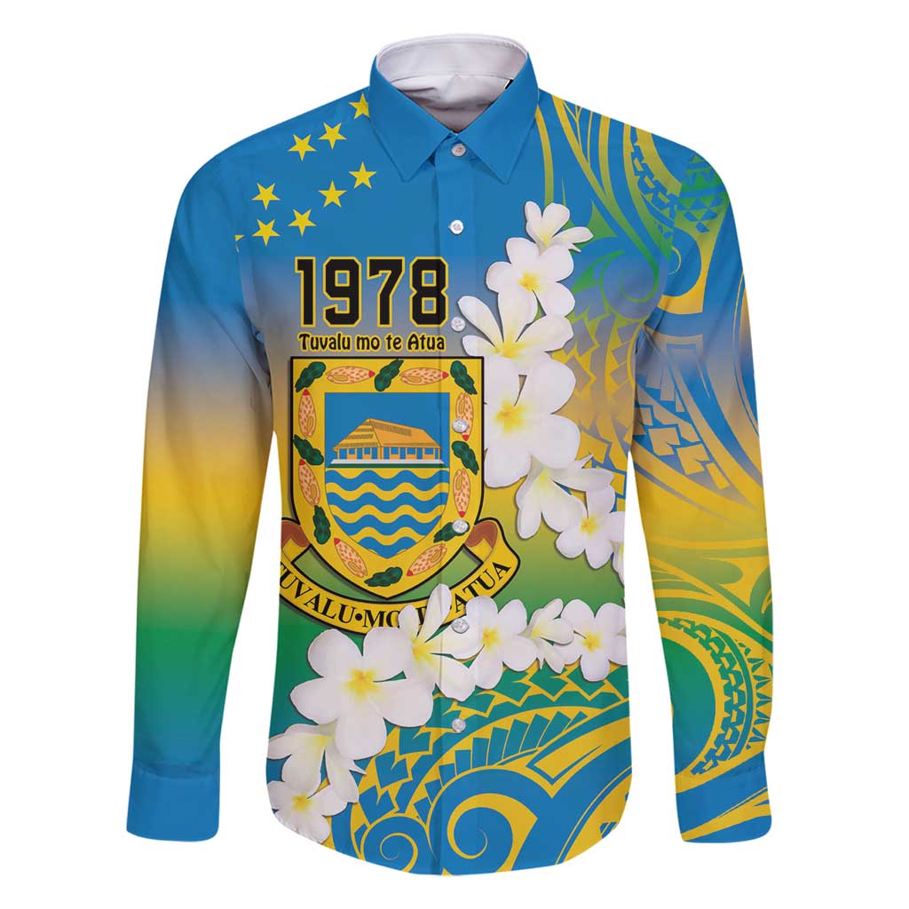 Personalised Tuvalu 1978 Independence Day Family Matching Summer Maxi Dress and Hawaiian Shirt Polynesian Plumeria Style