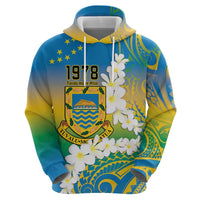 Personalised Tuvalu 1978 Independence Day Hoodie Polynesian Plumeria Style