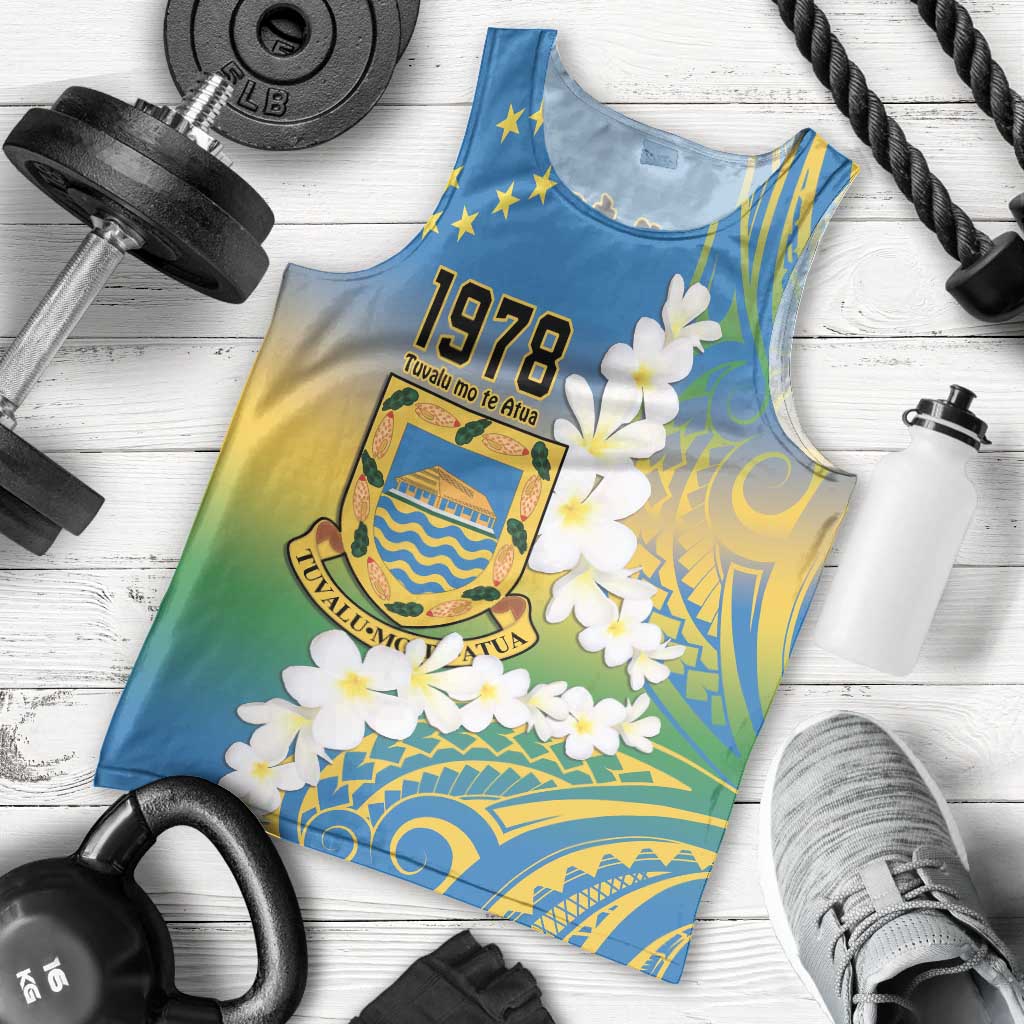 Personalised Tuvalu 1978 Independence Day Men Tank Top Polynesian Plumeria Style