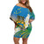 Personalised Tuvalu 1978 Independence Day Off Shoulder Short Dress Polynesian Plumeria Style