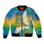 Personalised Tuvalu 1978 Independence Day Sleeve Zip Bomber Jacket Polynesian Plumeria Style