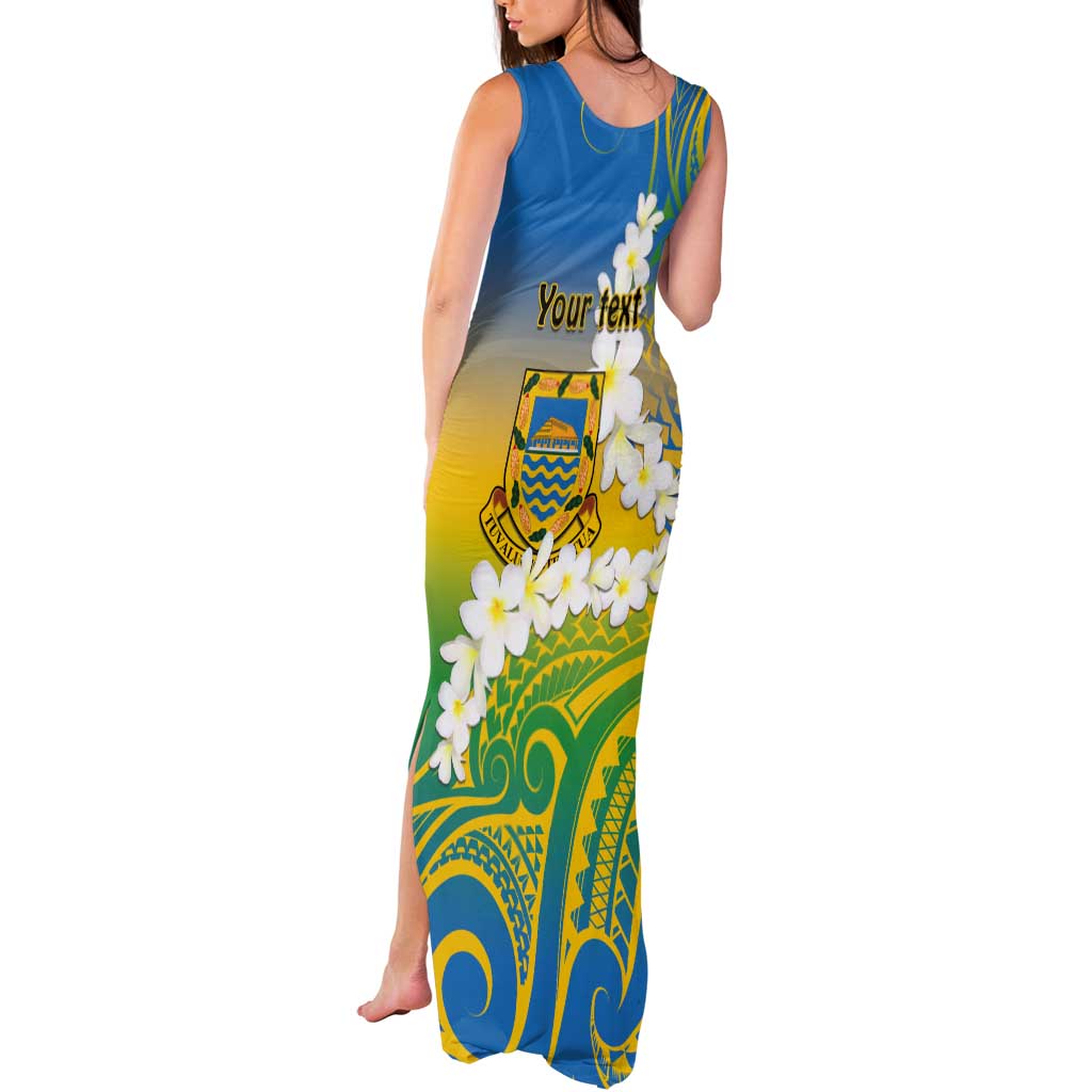 Personalised Tuvalu 1978 Independence Day Tank Maxi Dress Polynesian Plumeria Style