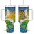 Personalised Tuvalu 1978 Independence Day Tumbler With Handle Polynesian Plumeria Style