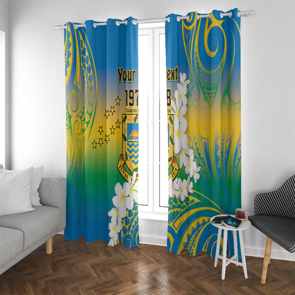 Personalised Tuvalu 1978 Independence Day Window Curtain Polynesian Plumeria Style