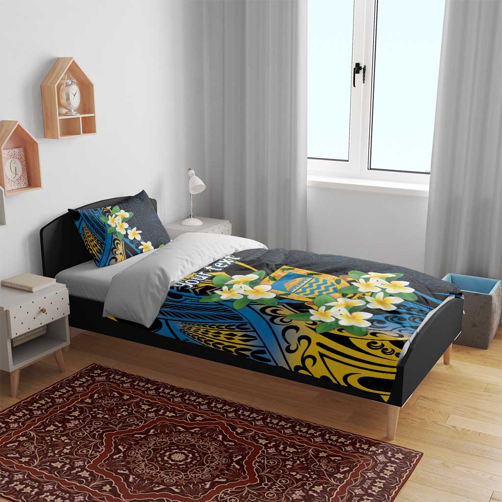 Personalised Tuvalu Beautiful Plumeria Flower Bedding Set LT9 - Polynesian Pride