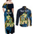 Personalised Tuvalu Beautiful Plumeria Flower Couples Matching Off Shoulder Maxi Dress and Long Sleeve Button Shirt