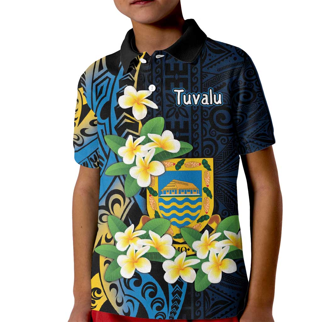 Personalised Tuvalu Beautiful Plumeria Flower Kid Polo Shirt