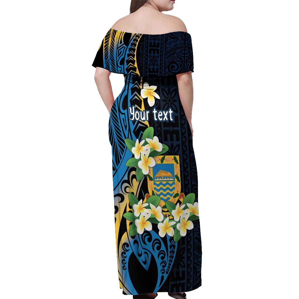 Personalised Tuvalu Beautiful Plumeria Flower Off Shoulder Maxi Dress