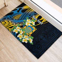 Personalised Tuvalu Beautiful Plumeria Flower Rubber Doormat