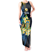 Personalised Tuvalu Beautiful Plumeria Flower Tank Maxi Dress