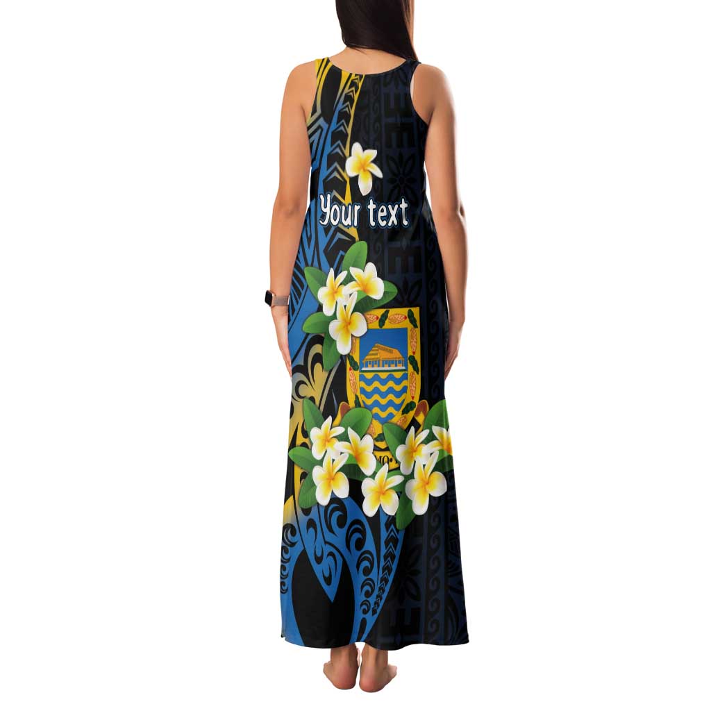 Personalised Tuvalu Beautiful Plumeria Flower Tank Maxi Dress