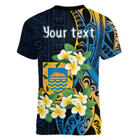 Personalised Tuvalu Beautiful Plumeria Flower Women V-Neck T-Shirt