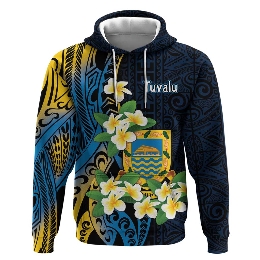 Personalised Tuvalu Beautiful Plumeria Flower Zip Hoodie