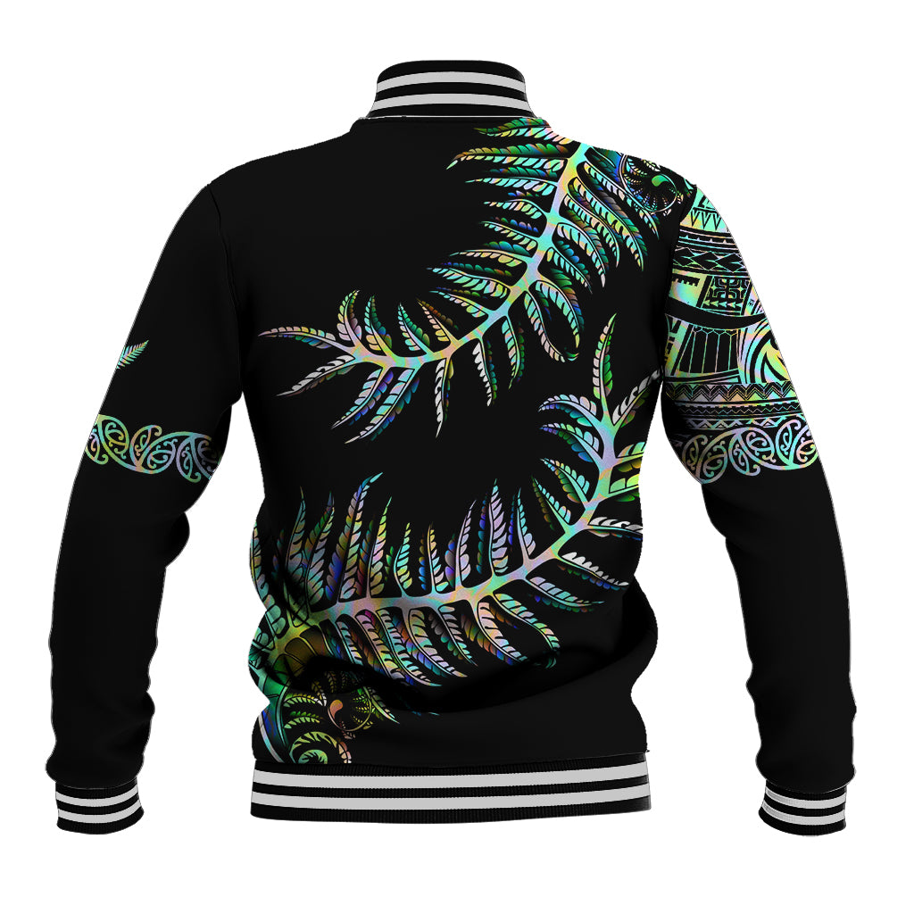 New Zealand Baseball Jacket Aotearoa Silver Fern Mixed Papua Shell Green Vibe LT9 - Polynesian Pride