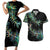 New Zealand Couples Matching Short Sleeve Bodycon Dress and Hawaiian Shirt Aotearoa Silver Fern Mixed Papua Shell Green Vibe LT9 Green - Polynesian Pride