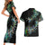 New Zealand Couples Matching Short Sleeve Bodycon Dress and Hawaiian Shirt Aotearoa Silver Fern Mixed Papua Shell Green Vibe LT9 - Polynesian Pride