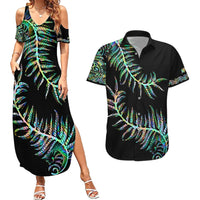 New Zealand Couples Matching Summer Maxi Dress and Hawaiian Shirt Aotearoa Silver Fern Mixed Papua Shell Green Vibe LT9 Green - Polynesian Pride