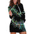 New Zealand Hoodie Dress Aotearoa Silver Fern Mixed Papua Shell Green Vibe LT9 Green - Polynesian Pride