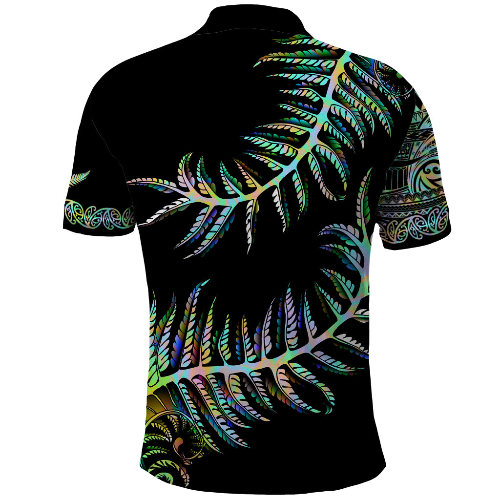 New Zealand Polo Shirt Aotearoa Silver Fern Mixed Papua Shell Green Vibe LT9 - Polynesian Pride