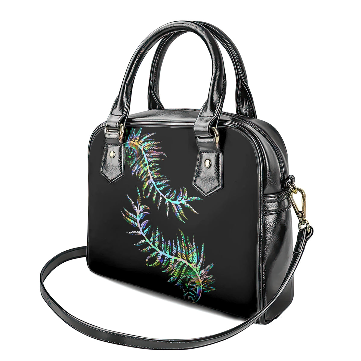 New Zealand Shoulder Handbag Aotearoa Silver Fern Mixed Papua Shell Green Vibe LT9 - Polynesian Pride