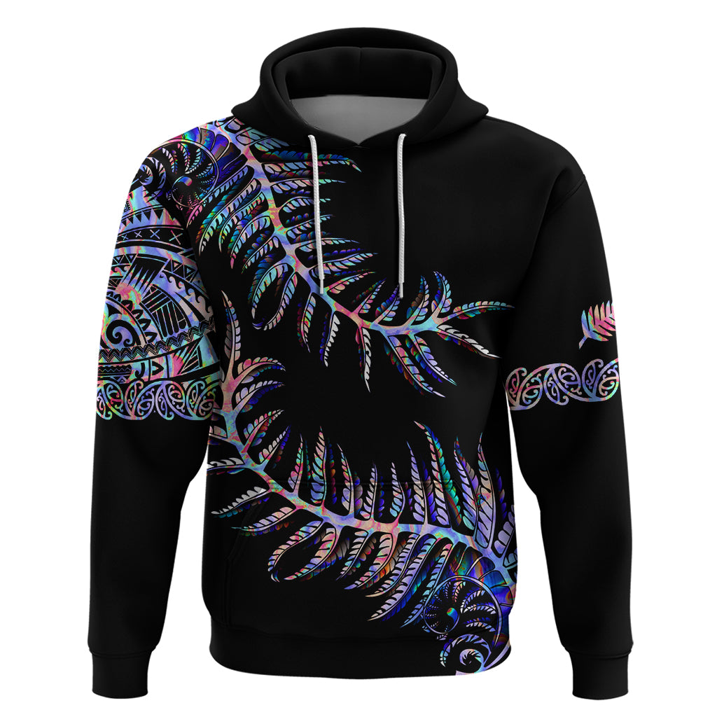 New Zealand Hoodie Aotearoa Silver Fern Mixed Papua Shell Purple Vibe LT9 Purple - Polynesian Pride