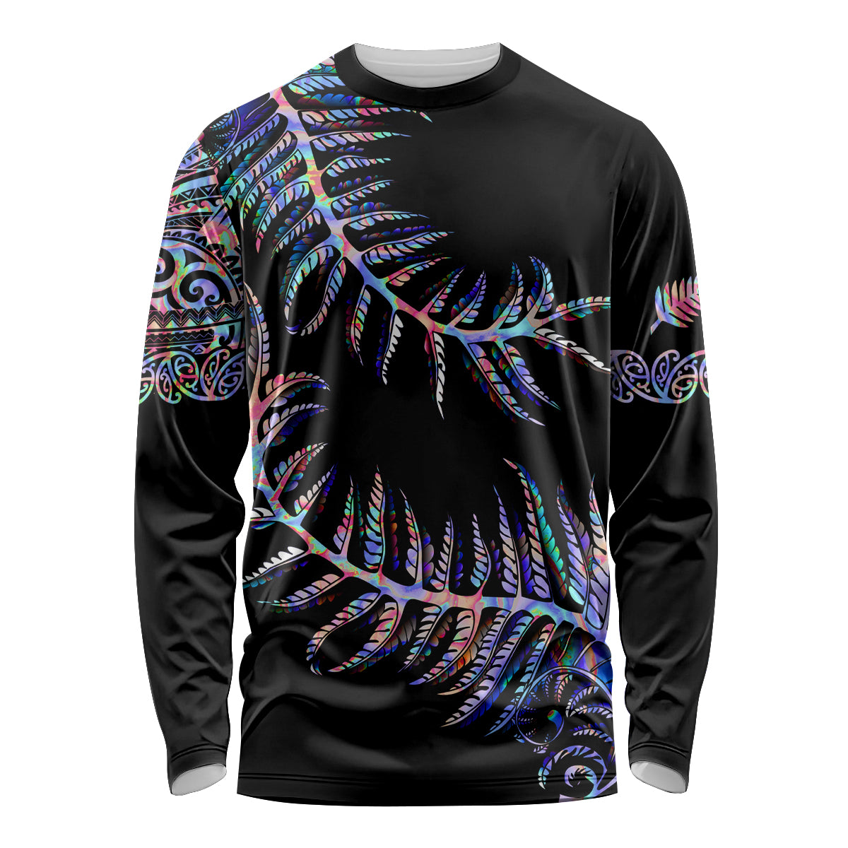 New Zealand Long Sleeve Shirt Aotearoa Silver Fern Mixed Papua Shell Purple Vibe LT9 Unisex Purple - Polynesian Pride