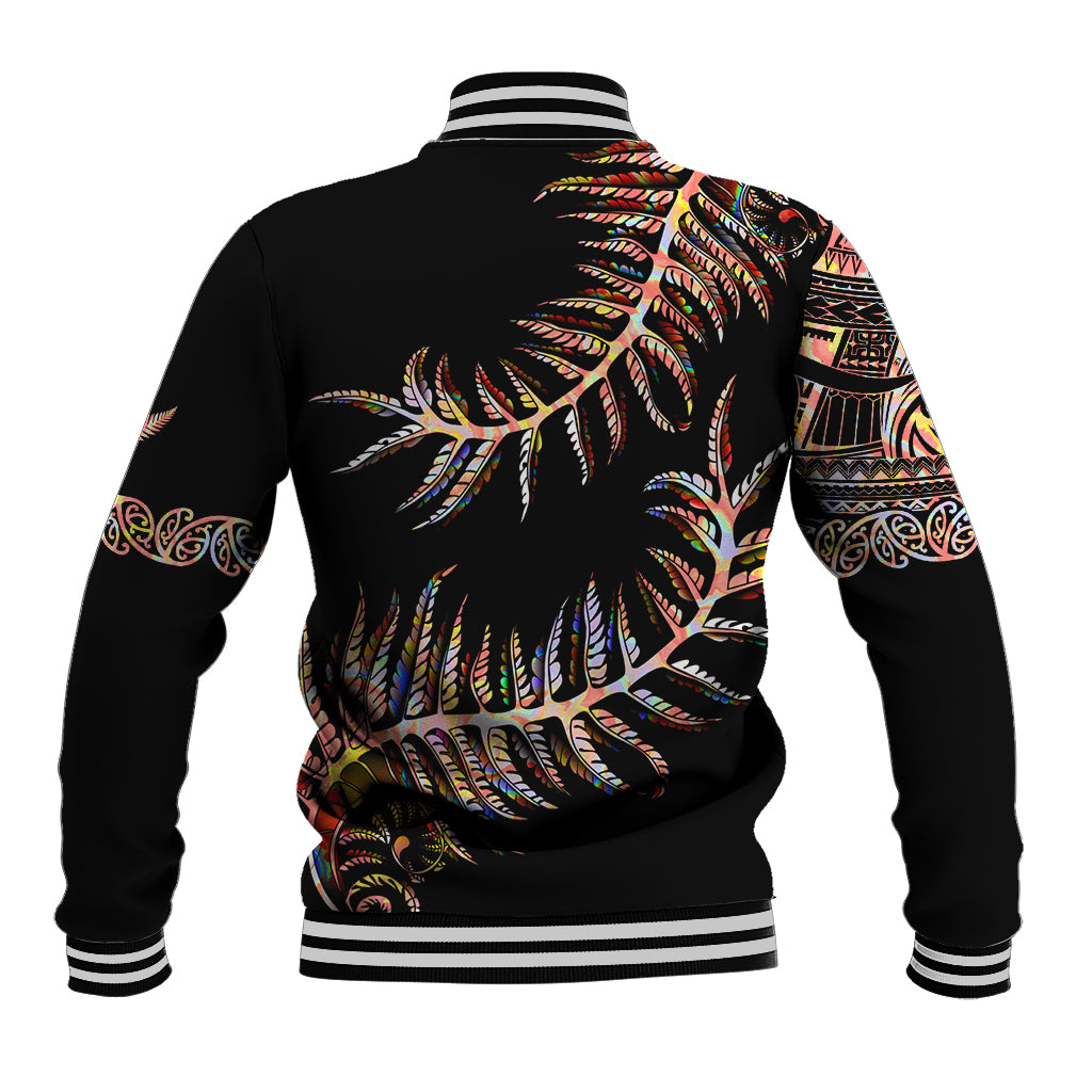 New Zealand Baseball Jacket Aotearoa Silver Fern Mixed Papua Shell Red Vibe LT9 - Polynesian Pride