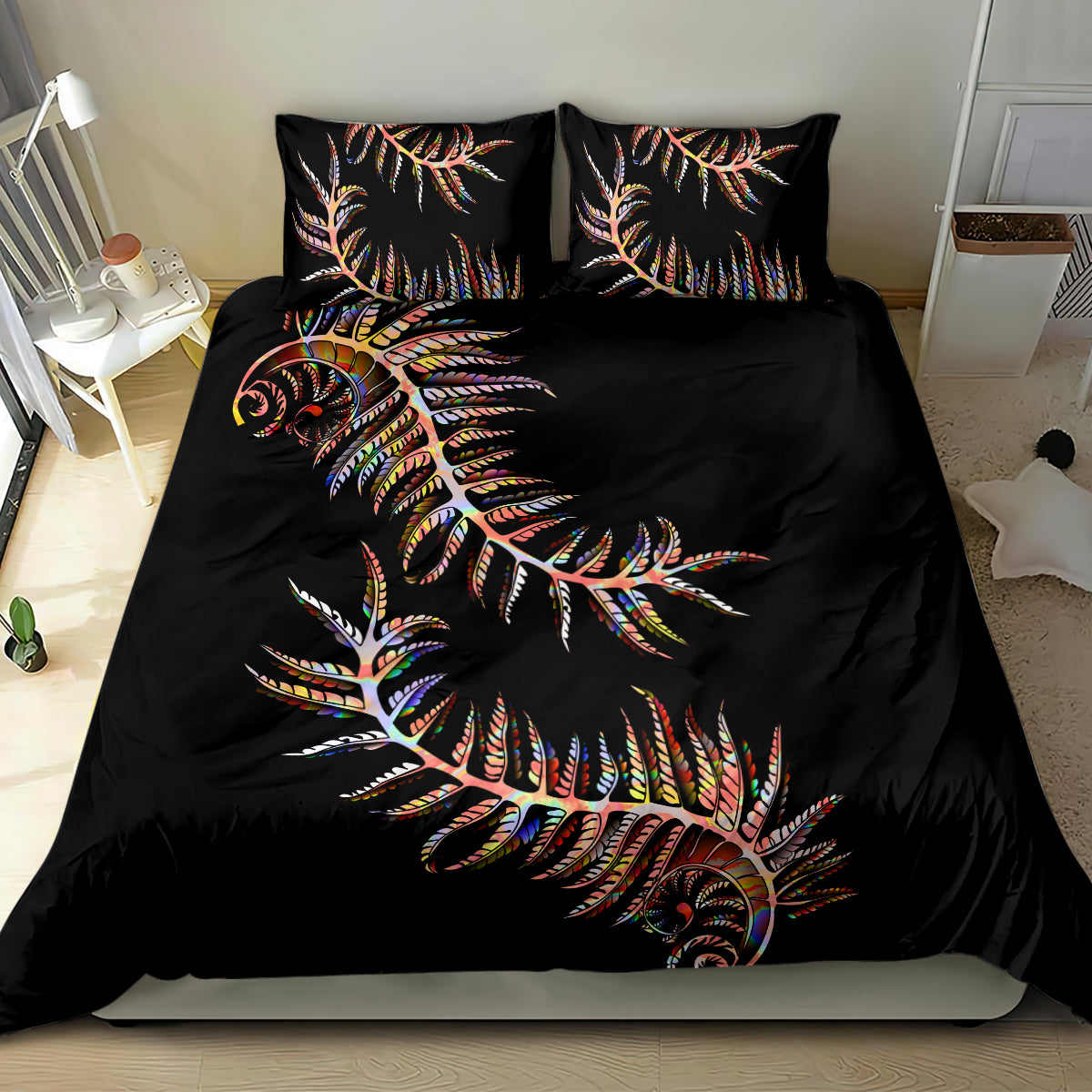 New Zealand Bedding Set Aotearoa Silver Fern Mixed Papua Shell Red Vibe LT9 - Polynesian Pride