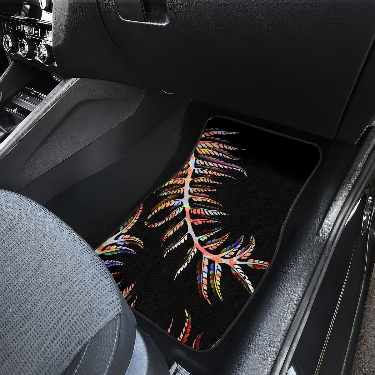 New Zealand Car Mats Aotearoa Silver Fern Mixed Papua Shell Red Vibe LT9 - Polynesian Pride