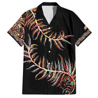 New Zealand Family Matching Short Sleeve Bodycon Dress and Hawaiian Shirt Aotearoa Silver Fern Mixed Papua Shell Red Vibe LT9 Dad's Shirt - Short Sleeve Red - Polynesian Pride