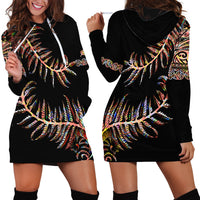New Zealand Hoodie Dress Aotearoa Silver Fern Mixed Papua Shell Red Vibe LT9 - Polynesian Pride