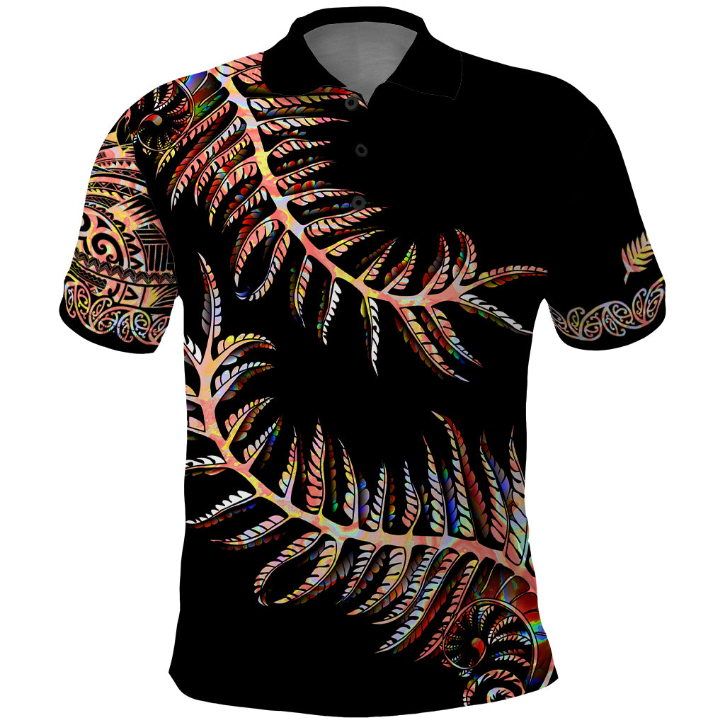 New Zealand Polo Shirt Aotearoa Silver Fern Mixed Papua Shell Red Vibe LT9 Red - Polynesian Pride